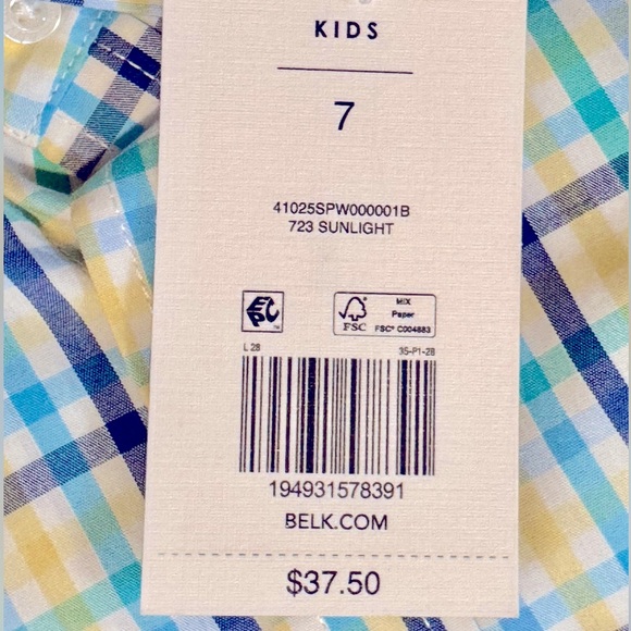 Crown & Ivy NWT Sz 7 Boy’s Blue Plaid Button Down Shirt - Picture 4 of 5